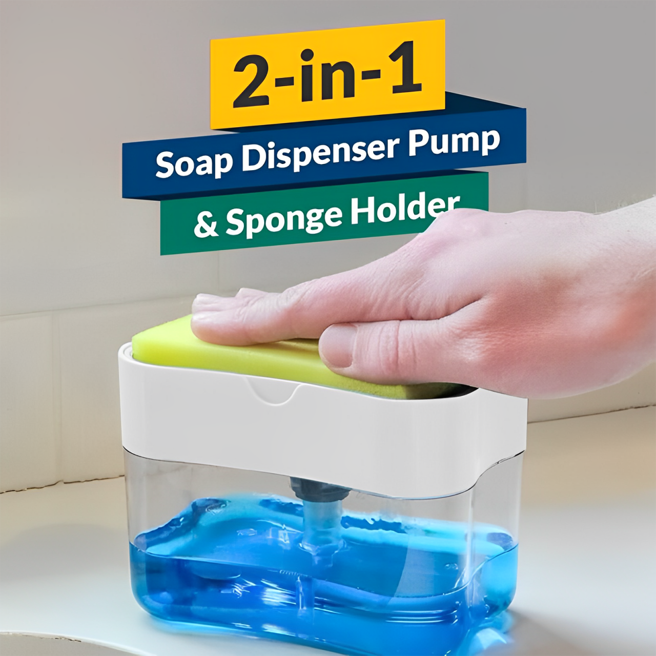 2-in-1 Pump Soap Dispenser and Sponge Caddy